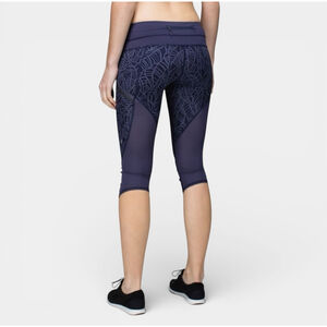 LULULEMON Run A Marathon Pretty Palm Cadet Greyvy Crop Leggings, Size 6